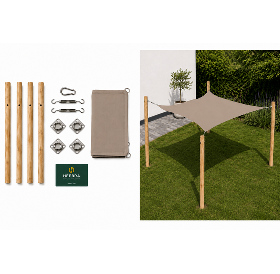 Pergola robinia rechthoek 400x300 cm met schaduwdoek zand
