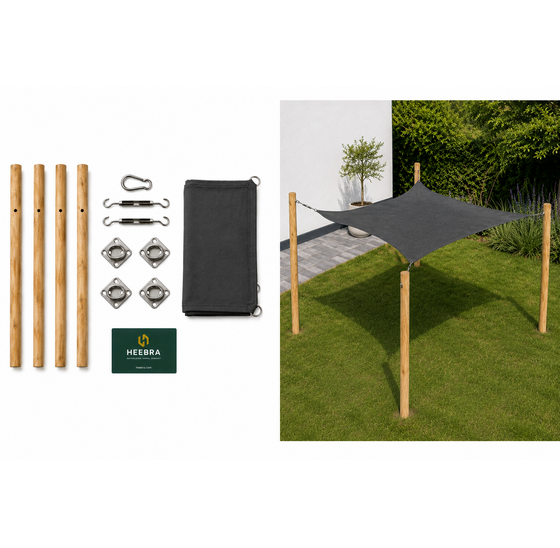 Robinia pergola rechthoek 500x300 cm met schaduwdoek antraciet