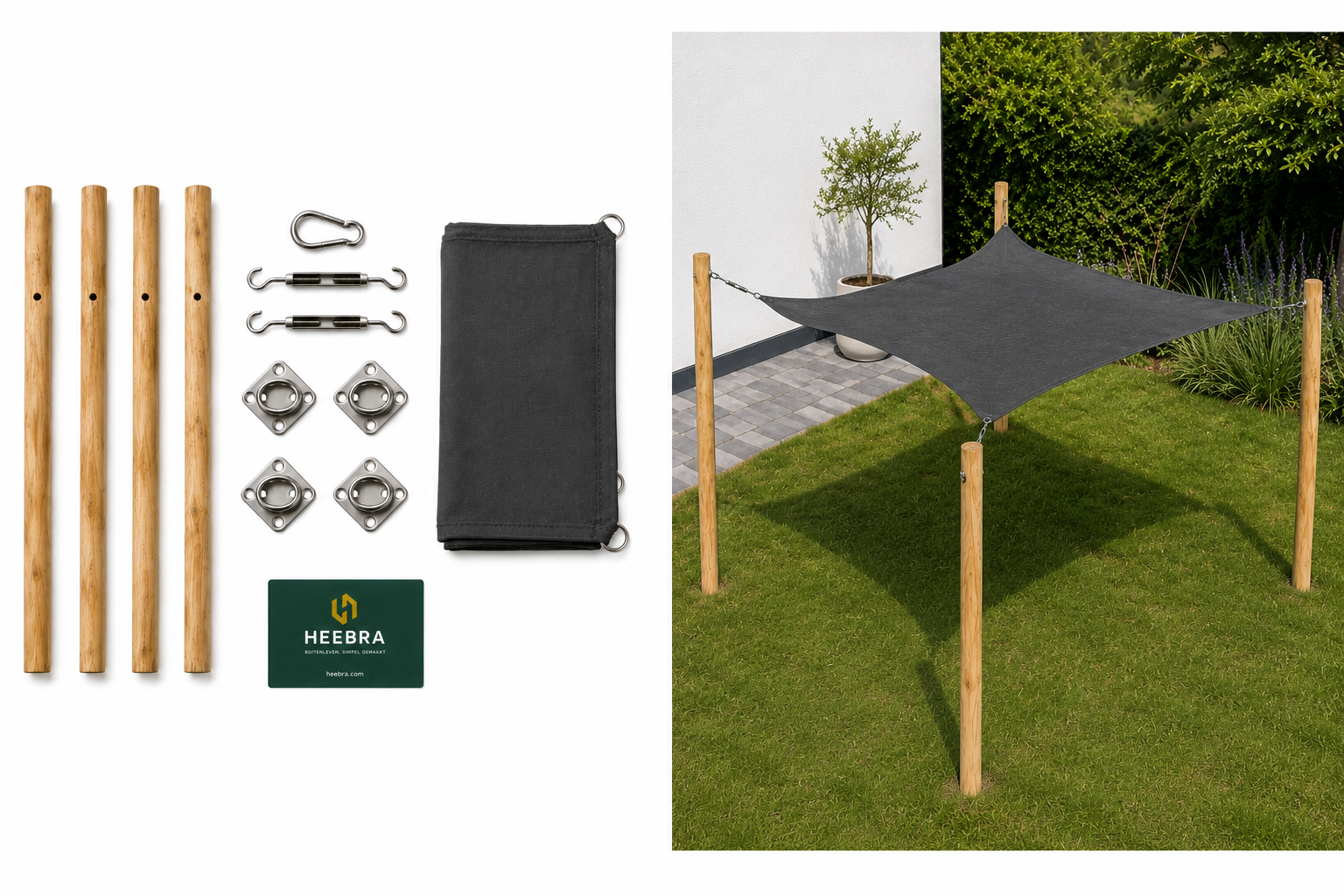 Pergola robiniahout 500x300 cm rechthoek met schaduwdoek olive