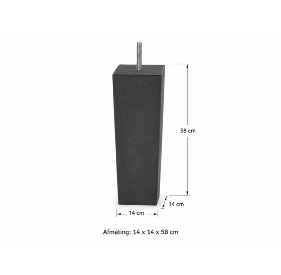 Betonpoer 58 cm hoog 14x14 cm zonder facetrand