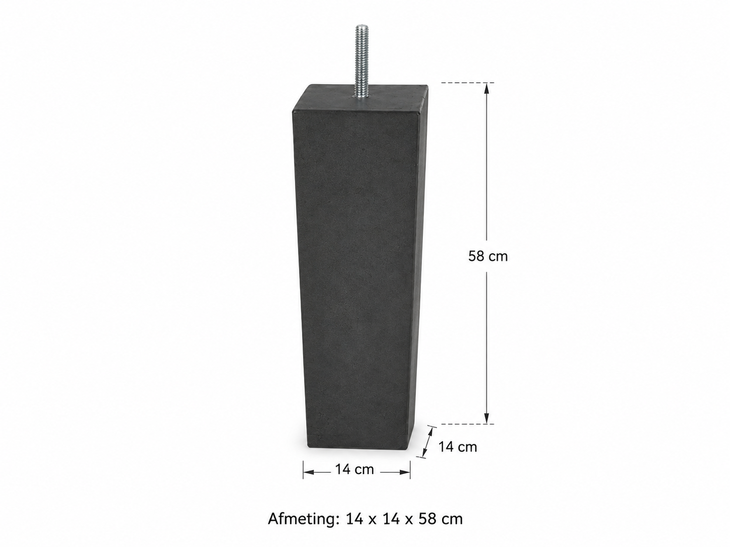 Betonpoer 58 cm hoog 14x14 cm zonder facetrand