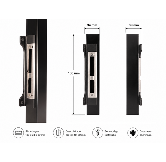 Aluminium insteekslotvanger 180x34x39 mm voor profiel 40-50 mm