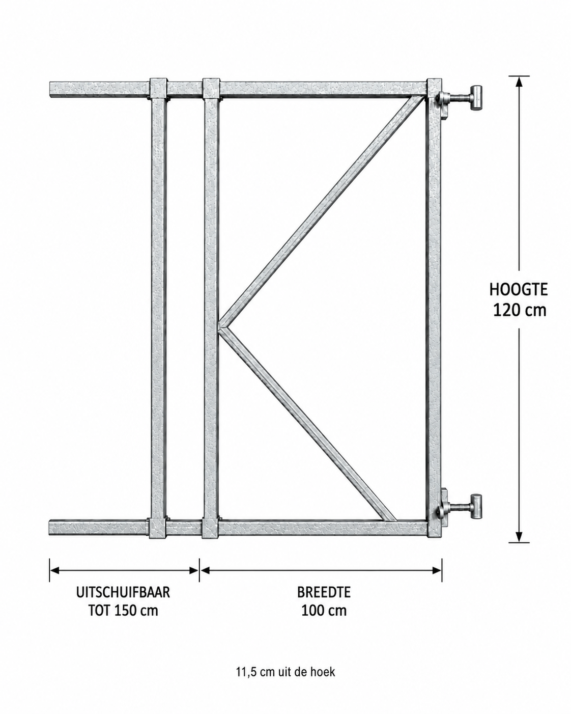 verstelbaar poortframe 100-150 cm uitschuifbaar voor poorten en hekken