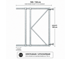 verstelbaar poortframe 100-150 cm uitschuifbaar voor poorten en hekken