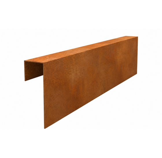 Cortenstaal kantopsluiting u-profiel 200x6 cm, 1mm dik voor betonband