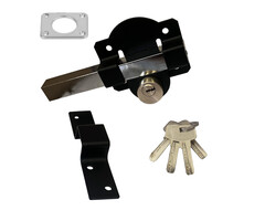 Hermic Opdekslot met cilinder zwart en aluminium schuifgrendel