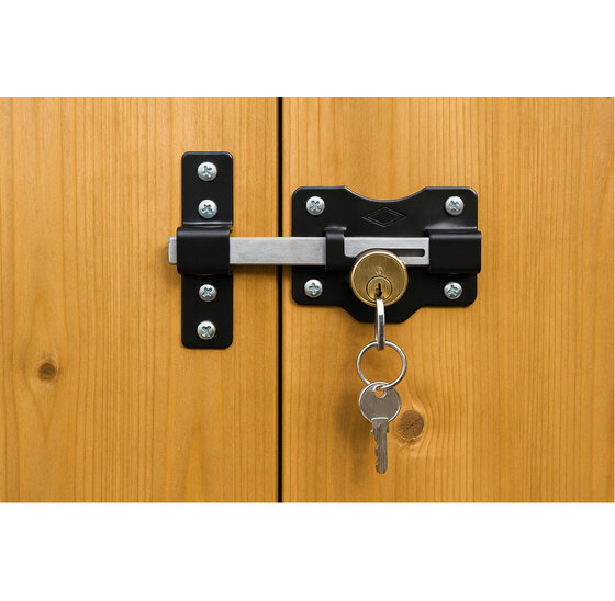 Hermic Opdekslot met cilinder zwart en aluminium schuifgrendel