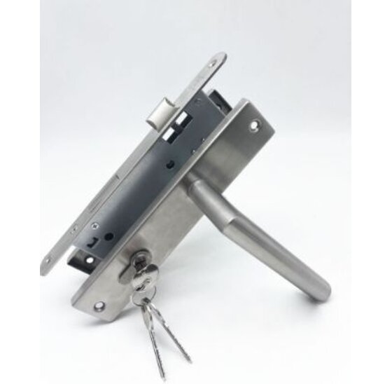 Hermic Tuindeursloop met rechte kruk en cilinder 72x165mm RVS