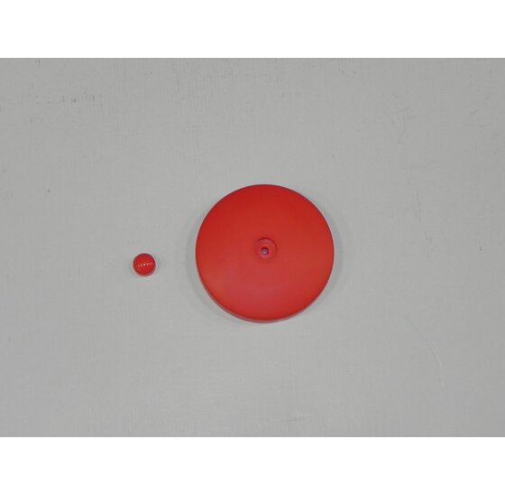 Rode ronde schijf 121mm met kleine rode bal