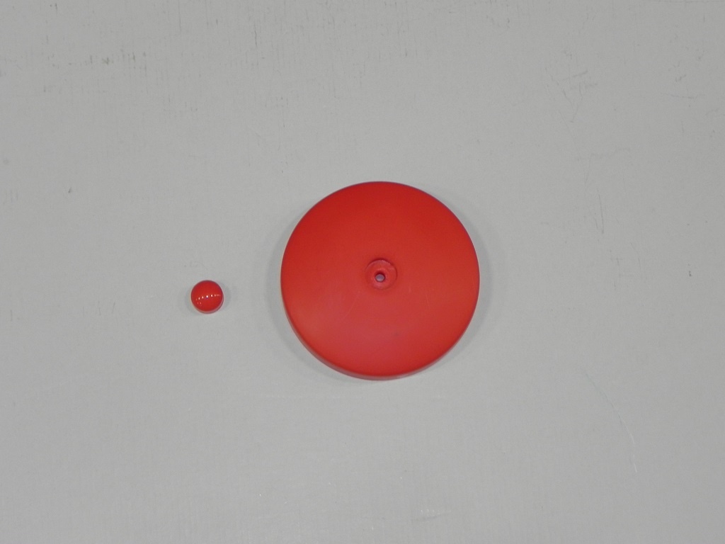 Rode ronde schijf 121mm met kleine rode bal