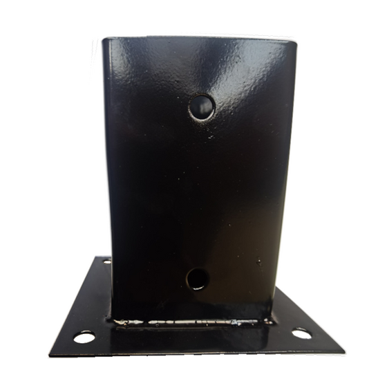 Paalhouder met plaat 121 x 121 x 150 mm zwart voor stevige verankering van houten palen