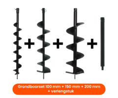 Grondborenset 100/150/200 mm met verlengstuk - 3-delig handborenset