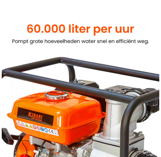 Benzine waterpomp 60.000 ltr/u met aluminium motorblok