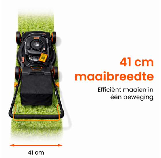 Benzine grasmaaier 41 cm maaibreedte 2.2 kW met opvangzak
