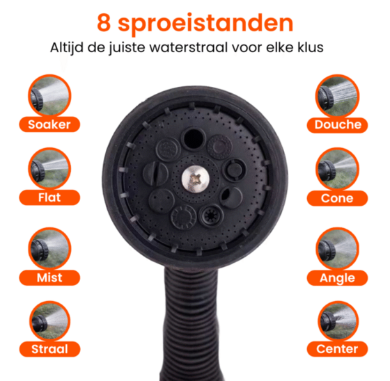 Waterslanghaspel automatisch 30m met 8 sproeistanden