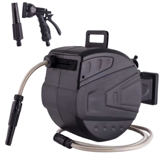 Automatische waterslanghaspel 25m met wandmontage en sproeiset