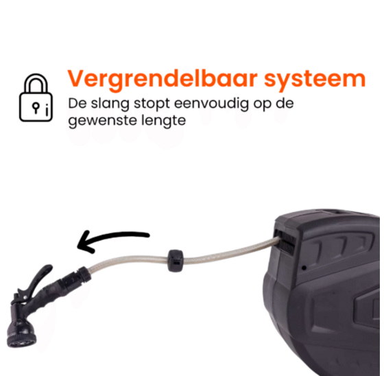 Automatische waterslanghaspel 25m met wandmontage en sproeiset