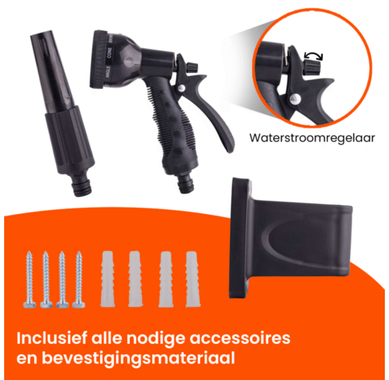Automatische waterslanghaspel 25m met wandmontage en sproeiset