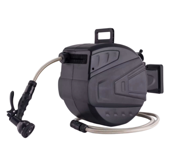 Automatische waterslanghaspel 25m met wandmontage en sproeiset