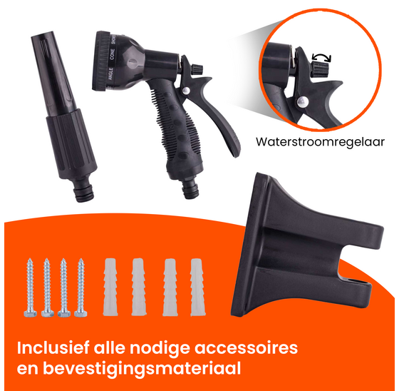 Automatische slanghaspel 20m met 180° draaibare wandbeugel