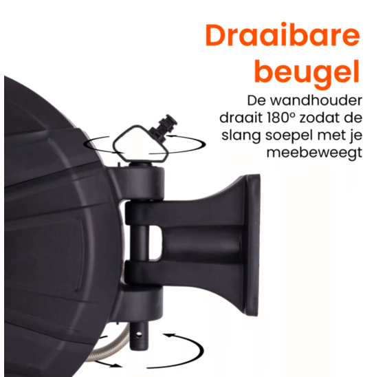 Automatische slanghaspel 20m met 180° draaibare wandbeugel