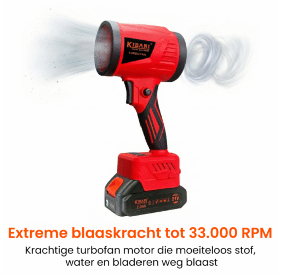 Kibani draadloze turbofan bladblazer 21V incl. accu en opzetstukken
