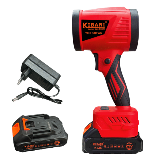 Kibani 21V accu turbofan bladblazer met 2.0Ah batterij