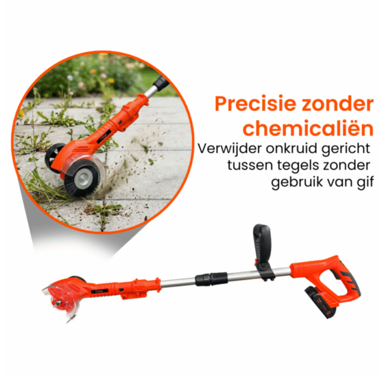Accu onkruidborstel draadloos met borstelset - chemievrij wieden
