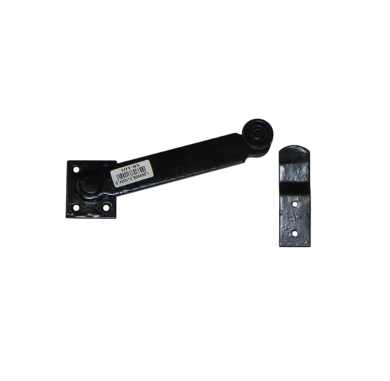 Luikoverslag 165x25mm zwart metaal met scharnier voor luiken en kleppen
