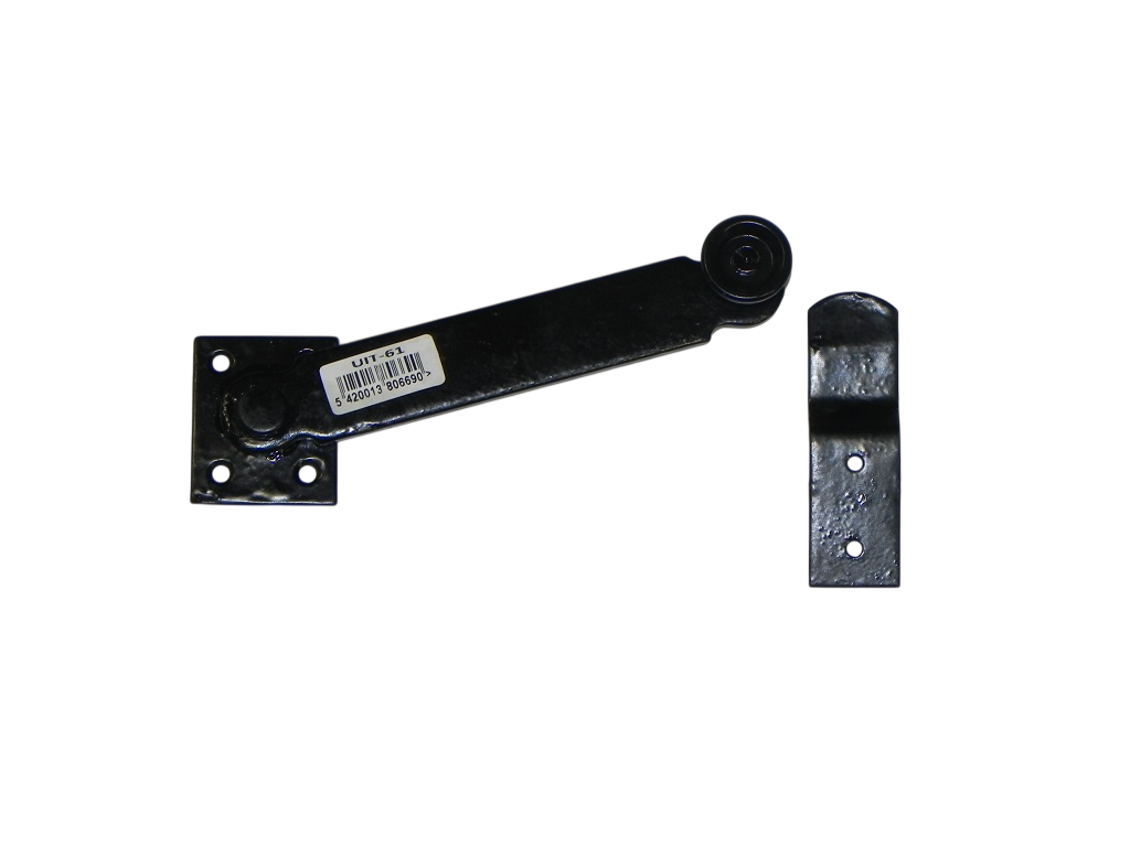 Luikoverslag 165x25mm zwart metaal met scharnier voor luiken en kleppen