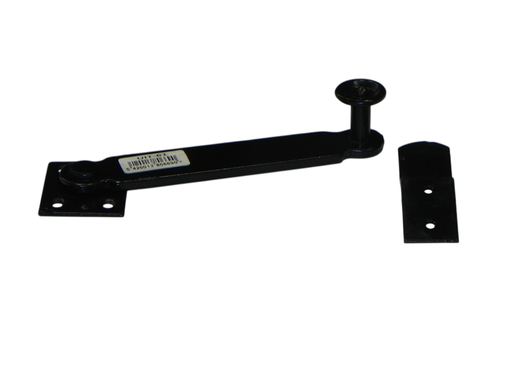 Luikoverslag 165x25mm zwart metaal met scharnier voor luiken en kleppen