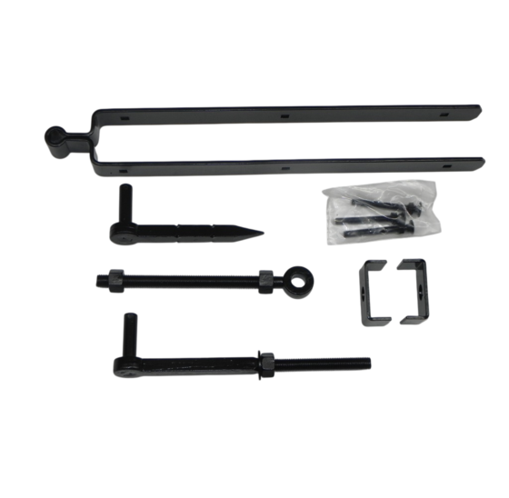 Set voor Engelse poort met inslagduim 600 x 72 mm 6 mm zwart voor montage van hengen en stabiele scharnierpunten