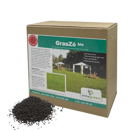 Organische gazonmeststof met mycorrhiza 9-3-9 +3 MgO, 25 kg voor 330 m²