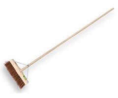 Straatbezem natuurvezel 45cm halfrond met steel - wegenbouw