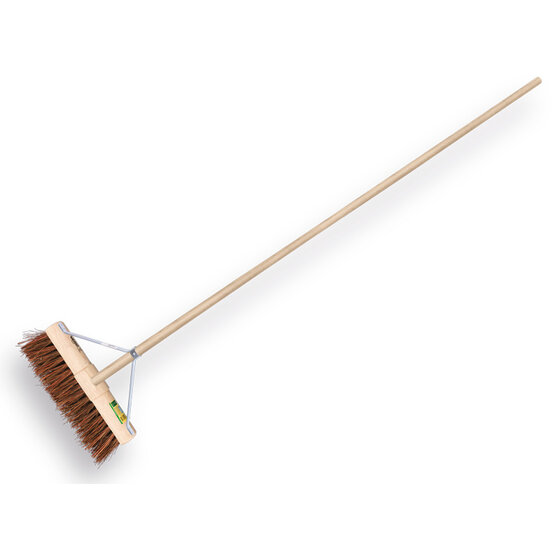 Straatbezem natuurvezel 45cm halfrond met steel - wegenbouw