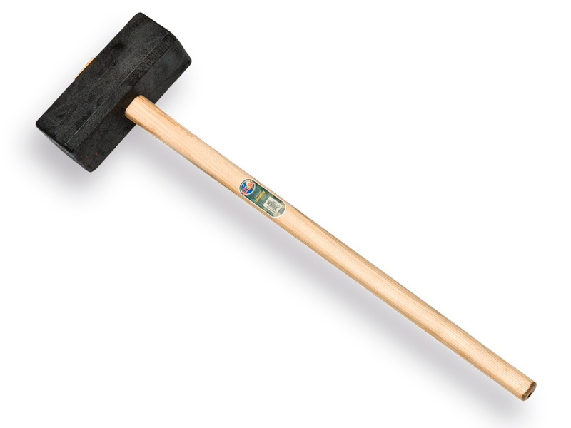 Kunststof sleg 110 cm met houten steel - tuinhamer voor tegels en straatstenen