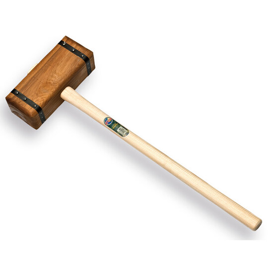 Houten sleg met ovale steel 100 cm, rechthoekige kop