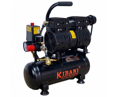 Stille compressor 48 dB olievrij 6 liter 8 bar 550W Kibani Ecoline