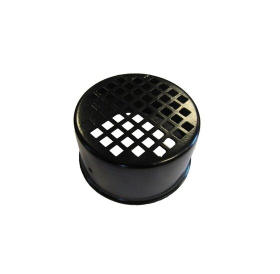 Eindkap staal rond 80mm zwart met beluchtingsgaten, verzinkt RAL 9005
