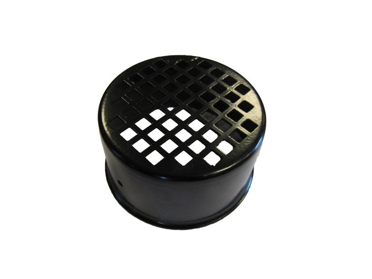 Eindkap staal rond 80mm zwart met beluchtingsgaten, verzinkt RAL 9005