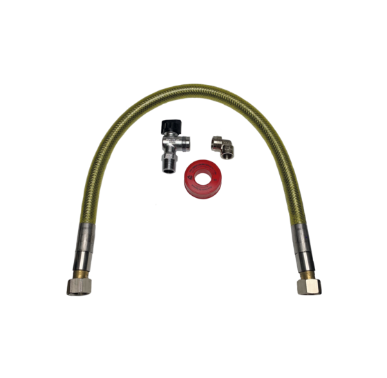 Gasonderdelen - JLF aansluitset gasslang RVS superieur 100cm.