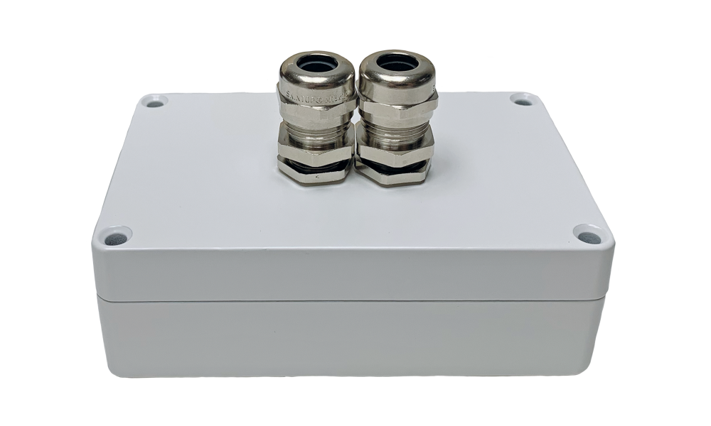 Aluminium RF montagebox wit met kabelwartel voor elektrische onderdelen