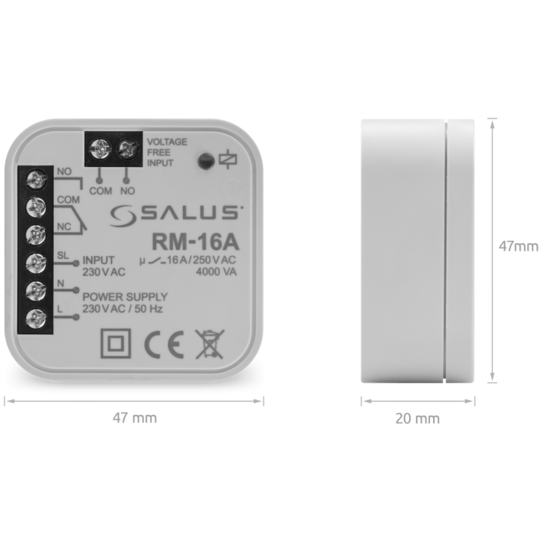 Salus RM16A relais bedraad - 16A schakelcomponent