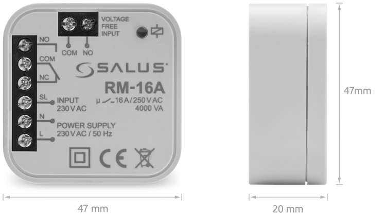 Salus RM16A relais bedraad - 16A schakelcomponent