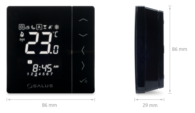 Salus VS20BRF Draadloze Thermostaat Zwart