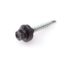 Wemekamp Schroeven - Profielplaatschroef zelfb. verzinkt alu. ring 14 mm SW-8 gitzwart RAL 9005 4.8X35