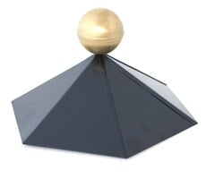Sierkap voor tuinhuizen verzinkt/zwart + messing bol 6-kant