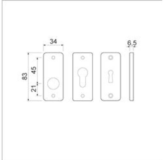 Wemekamp Krukrozet rechthoekig aluminium F1 - 85x34 mm
