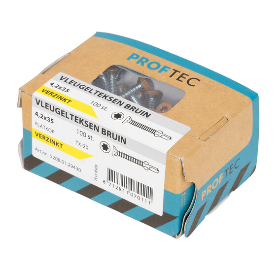 Proftec Schroeven - Proftec poortframeschroef vleugelteks bruin PK
