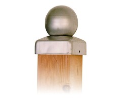 Paal-ornament bol RVS - Paalkap voor houten tuinpalen